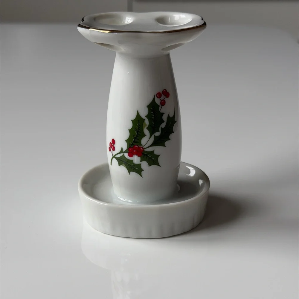 Porcelain Holly Bath Accessory Set - Toothbrush Holder ,Soap Dish & Tumbler Cup